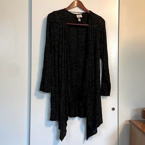 Knox Rose M Black Tiny Striped Cardigan.